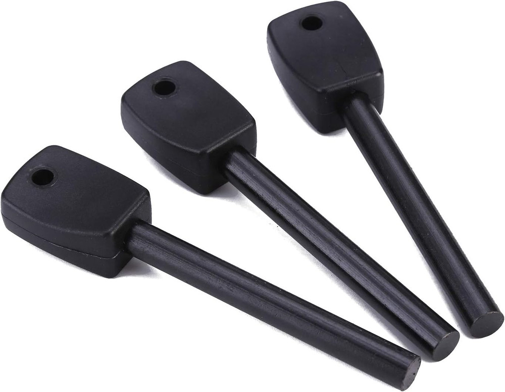 FOSTAR 3 PCS Tactical Ferro (Ferrocerium) Rods, Bushcraft Flint Fire Starter wit