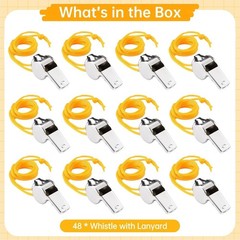 304 Stainless Steel Whistles Bulk, Waterproof Whistles with Lanyard for Indoo…