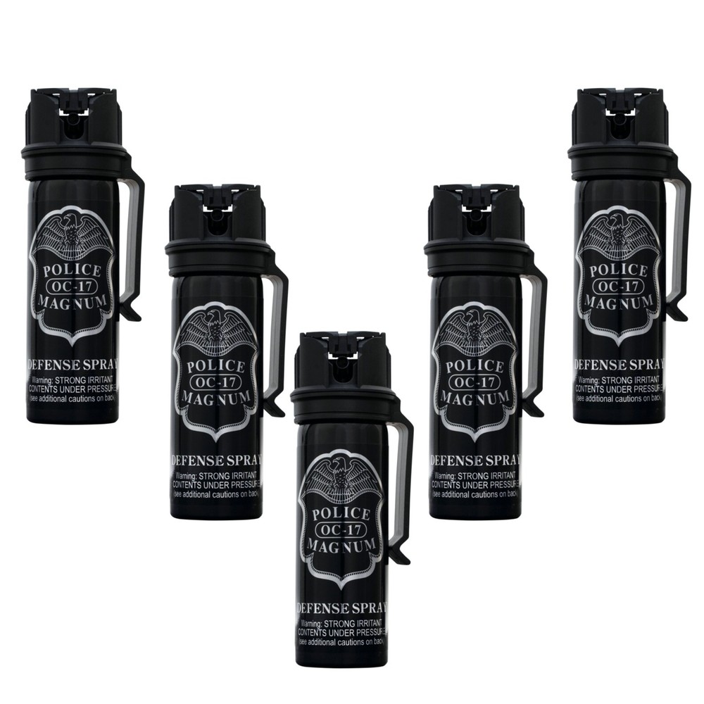 5 POLICE MAGNUM Pepper Spray Self Defense 3oz FlipTop Belt Clip Tactical Fogger