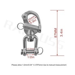 Swivel Eye Snap Shackle Quick Release Bail Rigging Sailing Boat Marine 3.5in