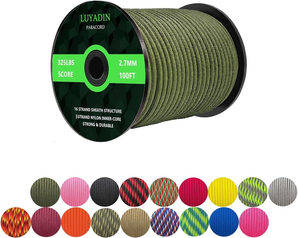 Paracord 325lb Diameter 2.7mm – 5 Strand Parachute Spool Cord – 100ft 200ft,Para