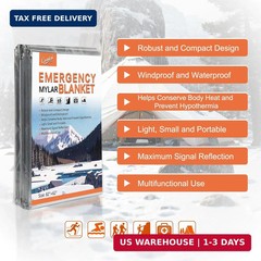 6 Pack – Large 82″ x 62″ Survival Emergency Mylar Thermal Blankets, Thermal Surv