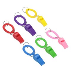 6Pcs Sport Whistles Plastic Whistle with Stretchable Coil Bracelet 6 Colors