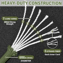 Paracord Rope 550 lb – 5/32″ Parachute Cord 4MM 7-Strand para 50ft Army Green