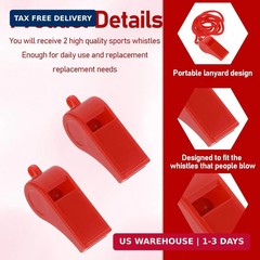 Whistle, 2 Packs Whistle for Coaches, Coach Whistles with Lanyard, Plastic Whist