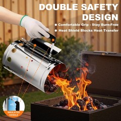 SUNLIFER Charcoal Chimney Starter, BBQ Grill Quick Rapid Fire Starter Chimney…