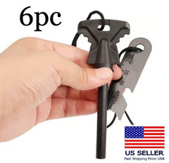 6pc Fire Starter Flint Steel Striker Survival Kit Ultimate Camping Outdoor Tool