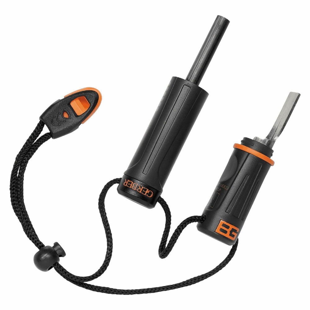 Survival Bear Grylls Fire Starter Kit Whistle Lanyard Waterproof NIB