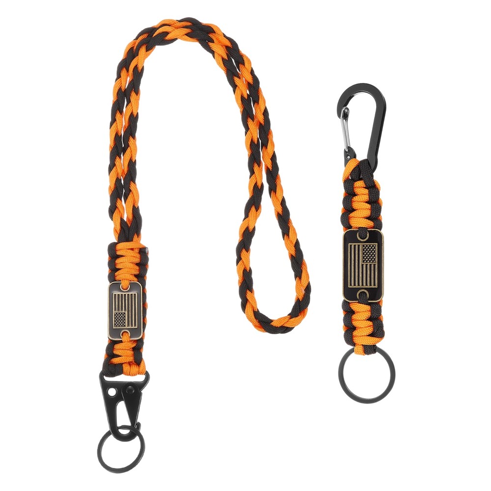 Paracord Keychain Carabiners Clip, 2Pcs& 19.7/6″ & Orange and Black