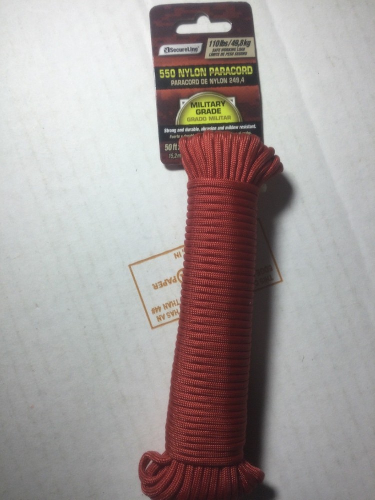 Paracord (Nylon) by Secure Line Military Grade 550 (50 ft x 5/32”) Mildew Resis