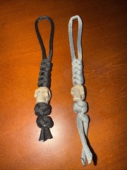 2pk Paracord Combo Knife Lanyard Black & Grey with Skull
