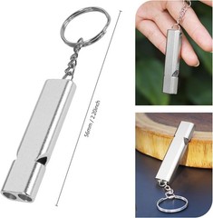 Emergency Survival Whistles, 3 Pack, Silver | Double Tubes, 120dB High Decibel,