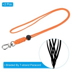 2pcs 19″ Paracord Lanyard Clasp Necklace Badge Holder Strap Keychain Cord Orange