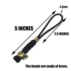 Paracord Knife Lanyard with Brass Wolf-Head Bead Paracord Lanyard for Knife EDC