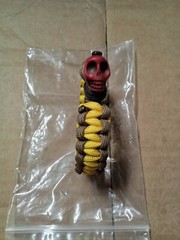 MLT-Spec 550 7 Strand FDE/Yellow Paracord Bracelet SZ 7 Red Skull Clasp (H30-19)