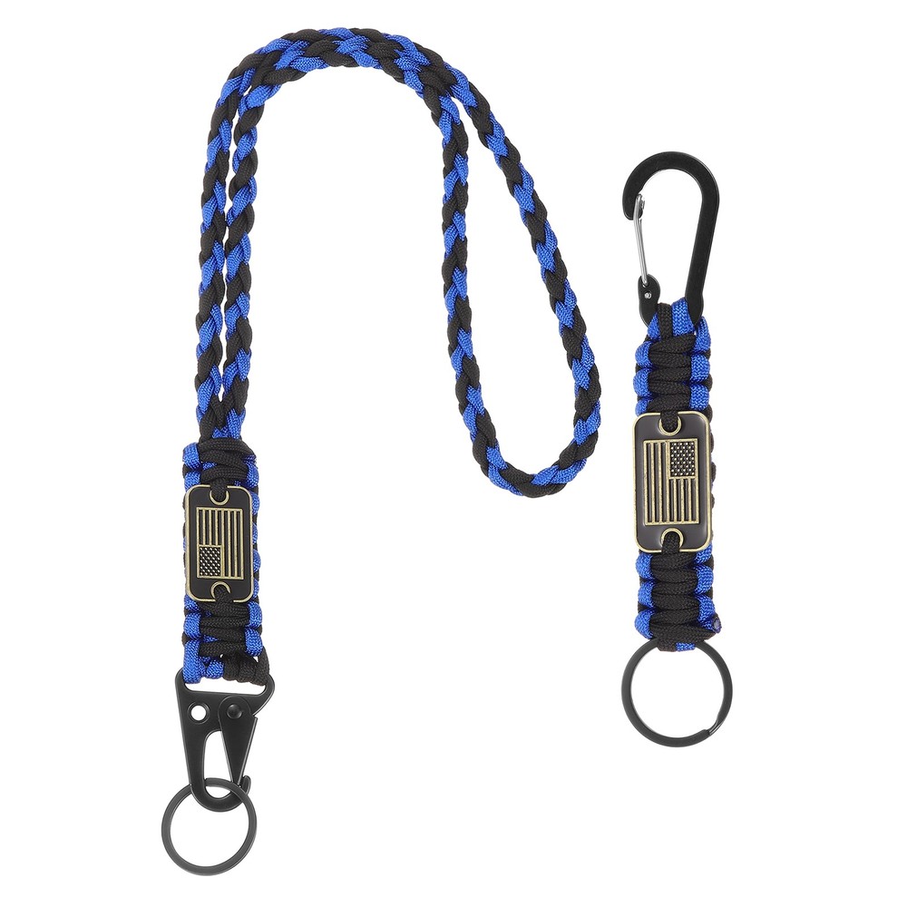 Paracord Keychain Carabiners Clip, 2Pcs& 19.7/6″ & Blue and Black