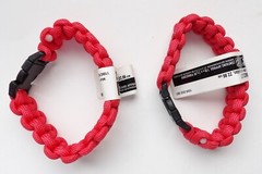 SET OF 2 Everbilt 9″ Paracord Emergency Survival Bracelets Solid Red NWT