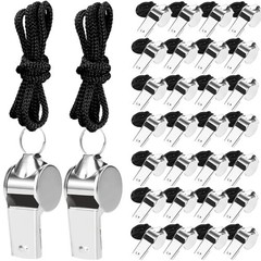 100 Pcs Loud Stainless Steel Whistles with Lanyards – Sports, Coaching, Referee