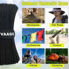 1000 Black Paracord Rope 100FT Utility Nylon Heavy Duty 12 Strand Parachute Cord