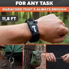 Paracord Bracelets for Men and Women – Adjustable Survival Black+orange