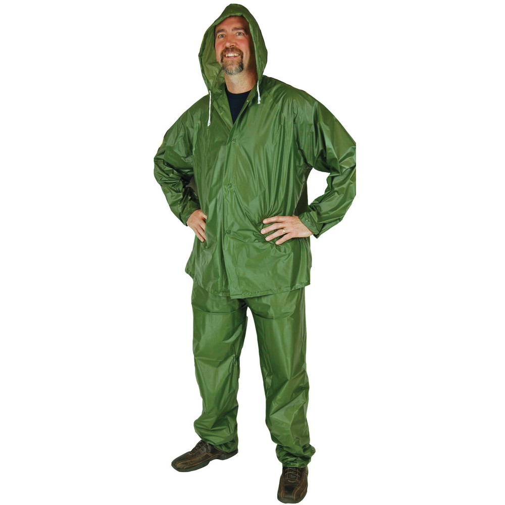 Adult Rain Suit Jacket Pants Size Large Fits Most Hooded Waterproof Vinyl poncho