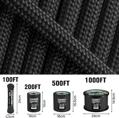 Durable 750 lb Paracord – 100ft Black Utility Rope for Crafting & Outdoor Use