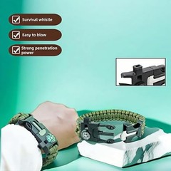 Chinshwehaw 5 in 1 Survival Bracelet-Fire Starter,Loud Green