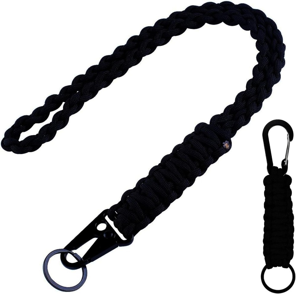 2 Pcs Heavy Duty Braided 550 Paracord Lanyard Keychain Set, Parachute Rope Neckl