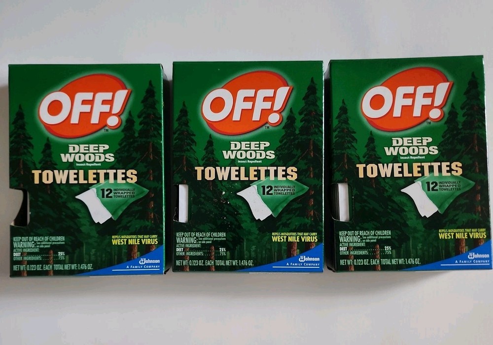 3 – OFF! Deep Woods Mosquito and Insect Repellent Wipes 12 Pack. (36 total)