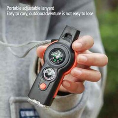 SURVIVAL WHISTLE/COMPASS/THERMOMETER/LIGHT/MAGNIFIER/MIRROR/STORAGE 7-IN-1