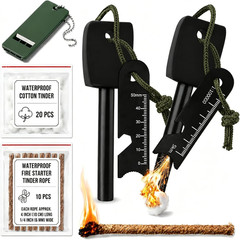 27-Piece Ferro Rod Fire Starter Survival Kit with Striker & Ropes | 20 Waterproo