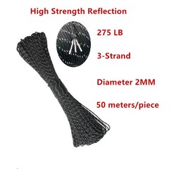 Paracord Rope 2mm Reflective 3 Strand Core Nylon Tent Camping Lanyard Cord