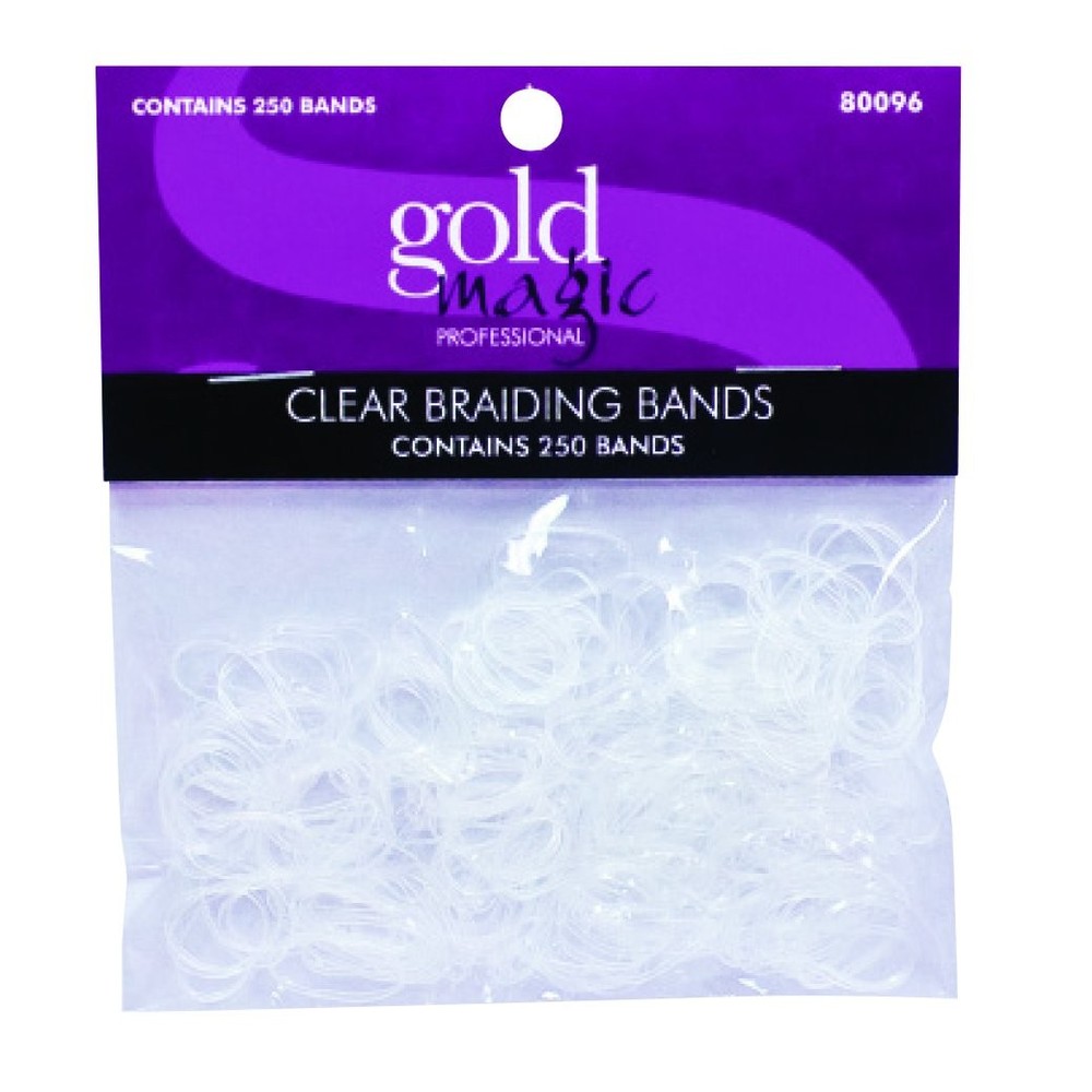 Gold Magic Elastic Braiding Bands, Clear 250 Count (Pack of 1),