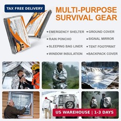 4 Pack Thermal Mylar Emergency Blankets 82×52 Camping Hiking First Aid Car Gear
