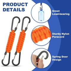 Paracord Keychain Aluminum Paracord Lanyard Key Chain – (3 Pack, Orange)