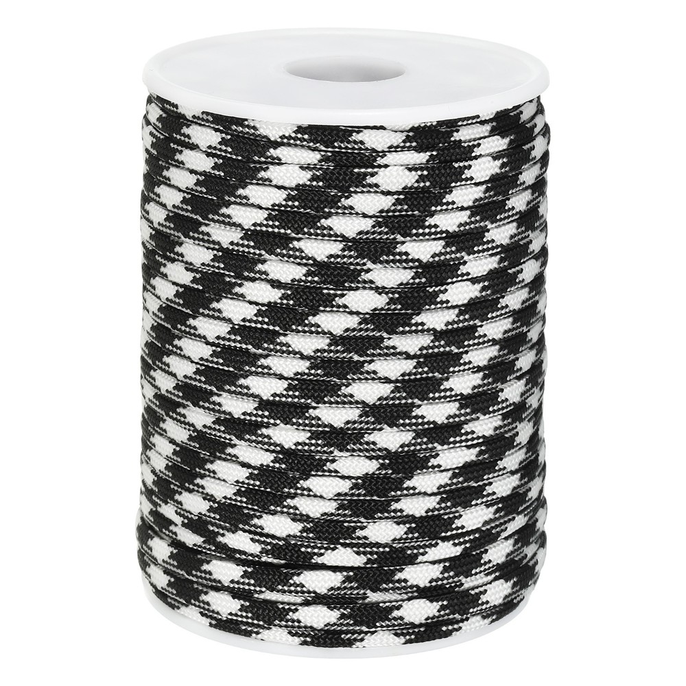 Paracord Rope 330lb,7 Strands Lanyard Spool Cord,Black and White Checkered