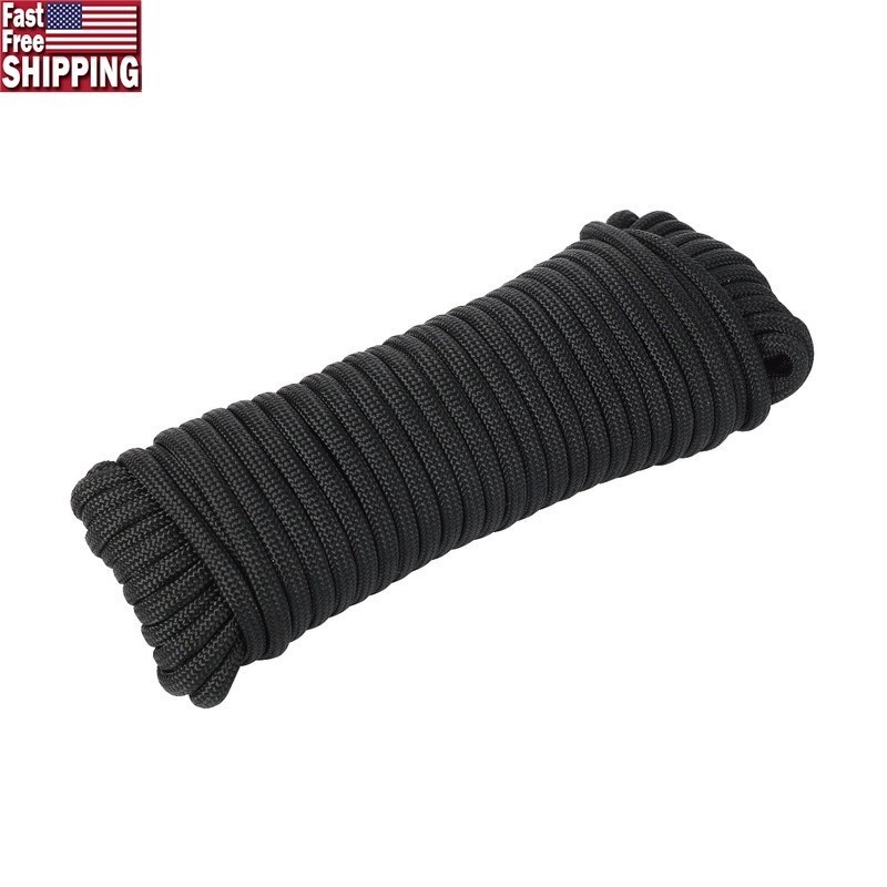 1100lbs Heavy Duty 50ft Paracord Black Utility Rope Camping Hiking Survival New