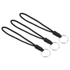 3pcs 8″ Paracord Lanyard with Keyring Wrist Cord Badge Holder Strap, Black