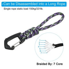 Badge Lanyard 4.7 Inch, Necklace Keychain Cord Metal Clasp Hook, Camo Purple