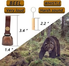 kcrygogo Loud Bear Bells with Leather Button Strap and Emergency Whistle for…
