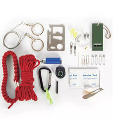 Adventure Men’s 34 In 1 Survival Kit Medium Red Multi Tool Travel Hiking Camping