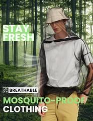 Outdoor Mosquito Jacket Mesh Net Bug Hooded Suit Body Protection