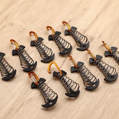 TOBWOLF 10PCS Black Fishbone Deck Anchor Pegs with Carabiners,