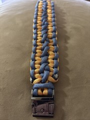 Paracord Survival Bracelet ( Medium Size ) Blue/Gold , 550 7 Strand Metal Buckle