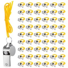 100 Pcs Whistles, Stainless Steel Whistle with Lanyard, Sports Coach Whistle …