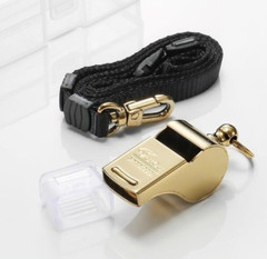 Whistle With Mouth Guard ,Lanyard & Storage Carrying Case Gold Colour Metal