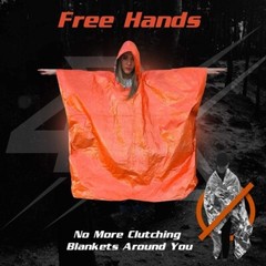 8 Pcs Outdoor Emergency Poncho Raincoat, Survival Camping Bivvy Blanket Whistle
