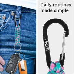 Carabiner Keychain,Paracord Keychain Small Aluminum Clip D Ring for Camping,