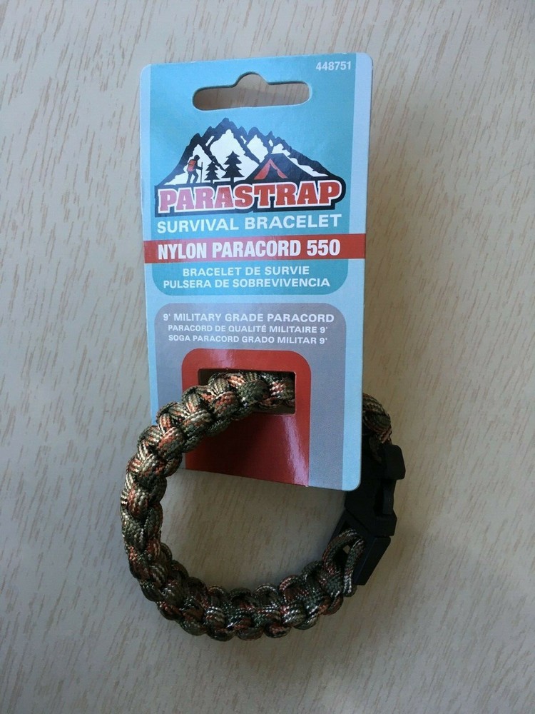 Parastrap Survival Bracelet, Nylon Paracord 550, 9′ Long, Military Grade