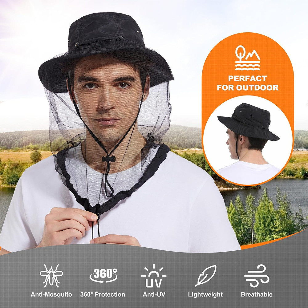 Mosquito Head Net Hat UPF 50+ Sun Protection Bug Hat for Men Women | Sun Viso…